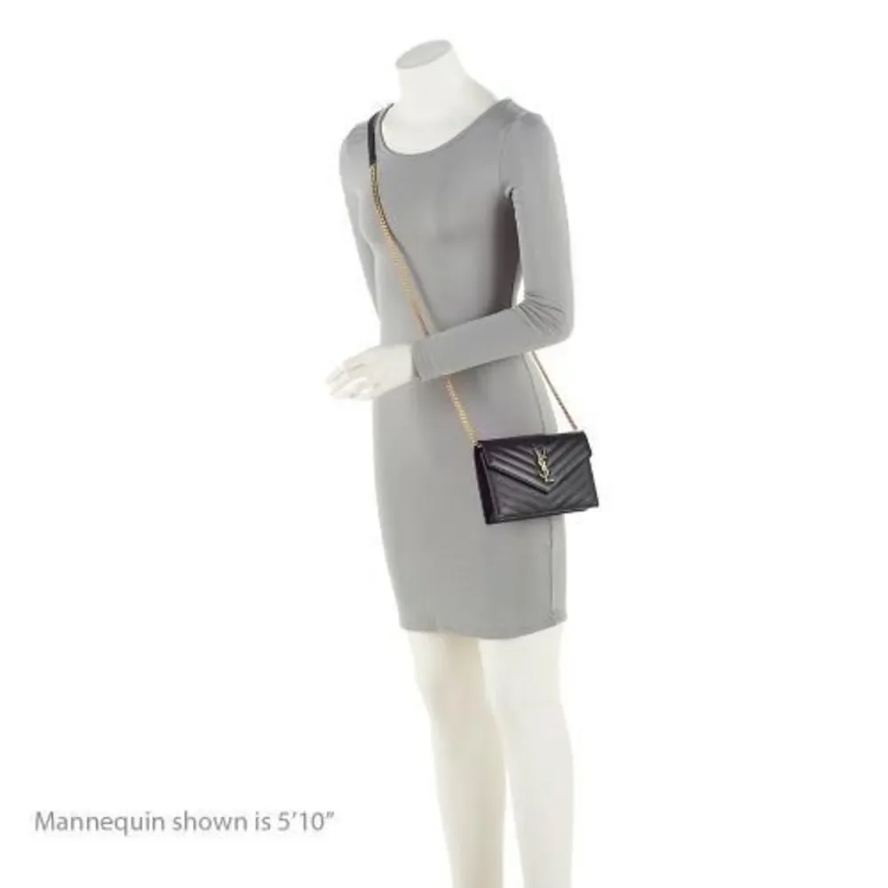 Saint Laurent Matelasse Grain de Poudre Monogram Envelope Chain Wallet - Picture 5 of 14